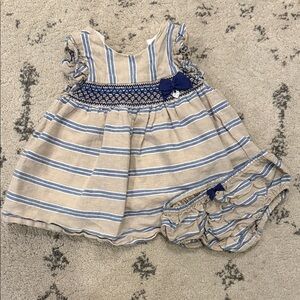 Mayoral Blue and Tan Striped Dress